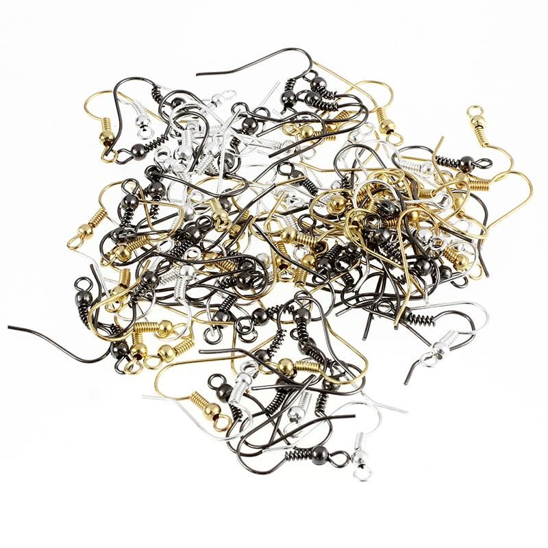100-Piece Mix Ear Wire Fish Hooks for Jewelry Making Silver Gold Black