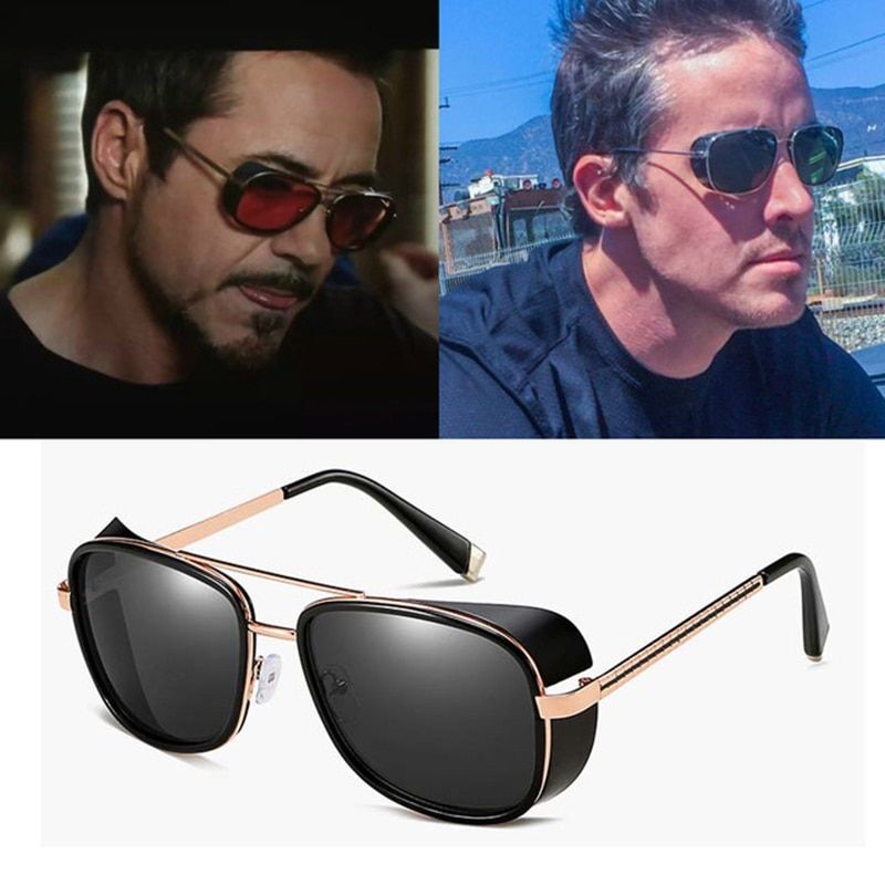 6Male Steampunk Sunglasses Tony Stark Iron Man Matsuda Sunglasses Retro Vintage Eyewear Steampunk Sun Glasses UV400 Oculos De Sol