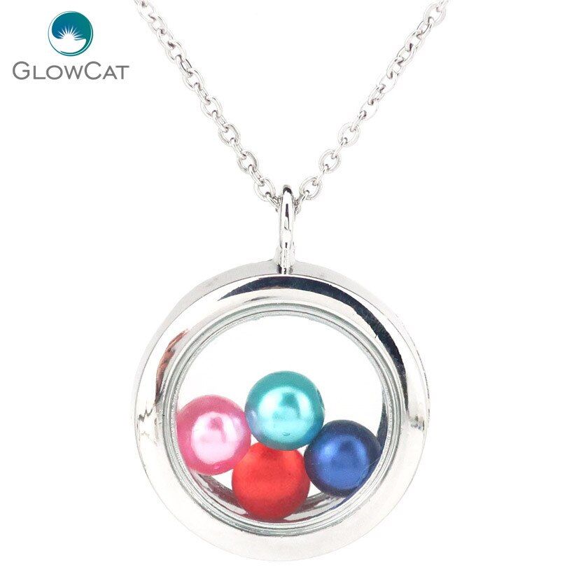 More Style Diameter 8mm 10mm Beads Geometry Locket Pearl Cage Floating Pendant Rhinestone Necklace
