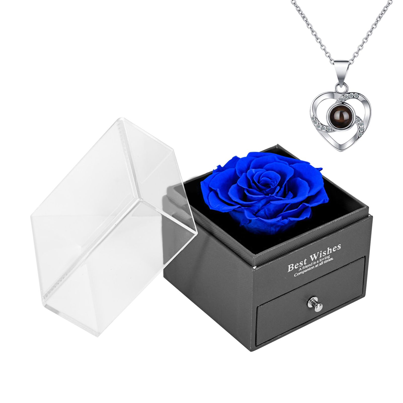 Women Neckle Long Lasting A Immortal Rose100 Languages Heart Neckle