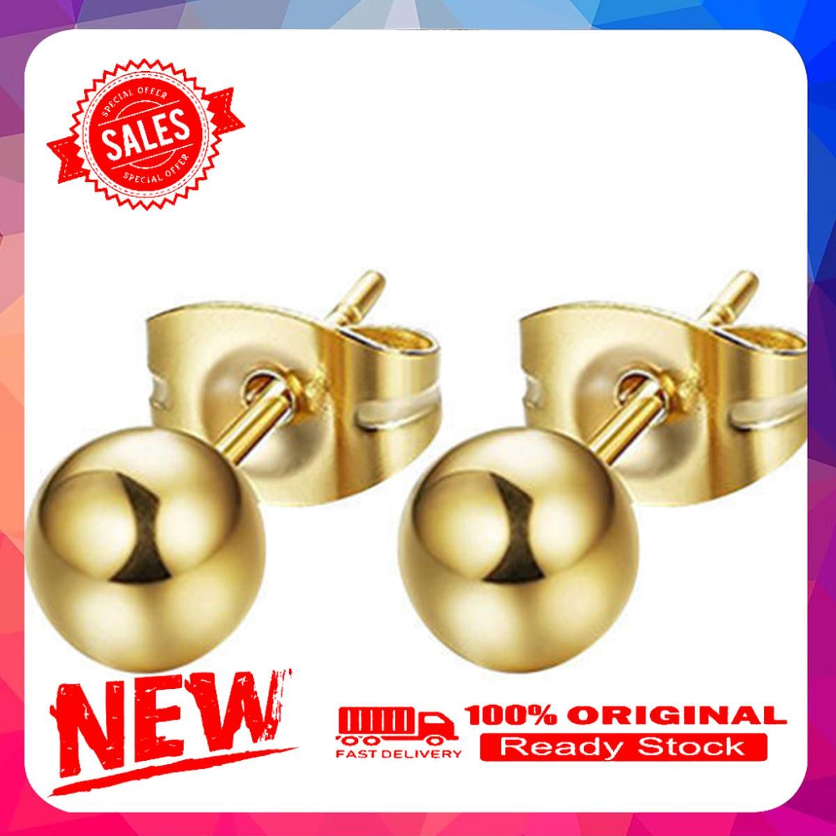 Fashion Unisex Silver Plated Ball Ear Stud Earrings Piercing Party Jewelry Gift
