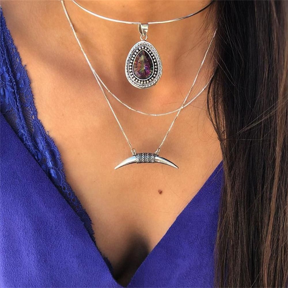 26 Styles Women Fashion Clavicle Chain Cross Elephant Shell Moon Star Crystal Pendant Necklace Beach Choker Boho Retro Necklaces