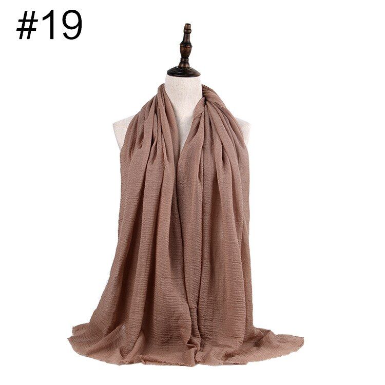 Crushed Cotton Scarf Solid Color Sunscreen Shawl Muslim Hijab Turban Femme Clothes Wholesale drop shipper