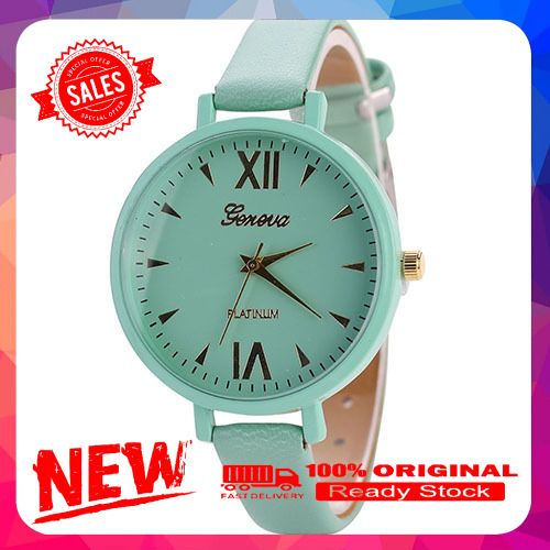 Candy Color Fashion Sweet Girl Women Slim Faux Leather Quartz Analog Wristwatch