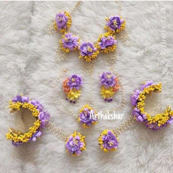 New Collection Flower Jewellery Choker,Bracelets with Finger ring,Earring taira Bridal/Holud/Boishakh Fashion For Women