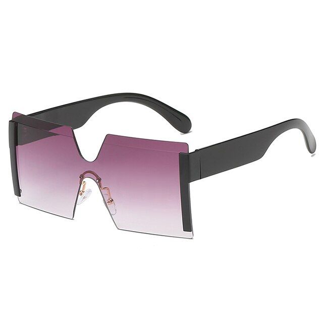 C1 Black PurpleTrending Big Frame Square Sunglasses For Women Brand Designer Vintage Rimless Sun Glasses Ladies Gradient Shades Luxury Sunglass