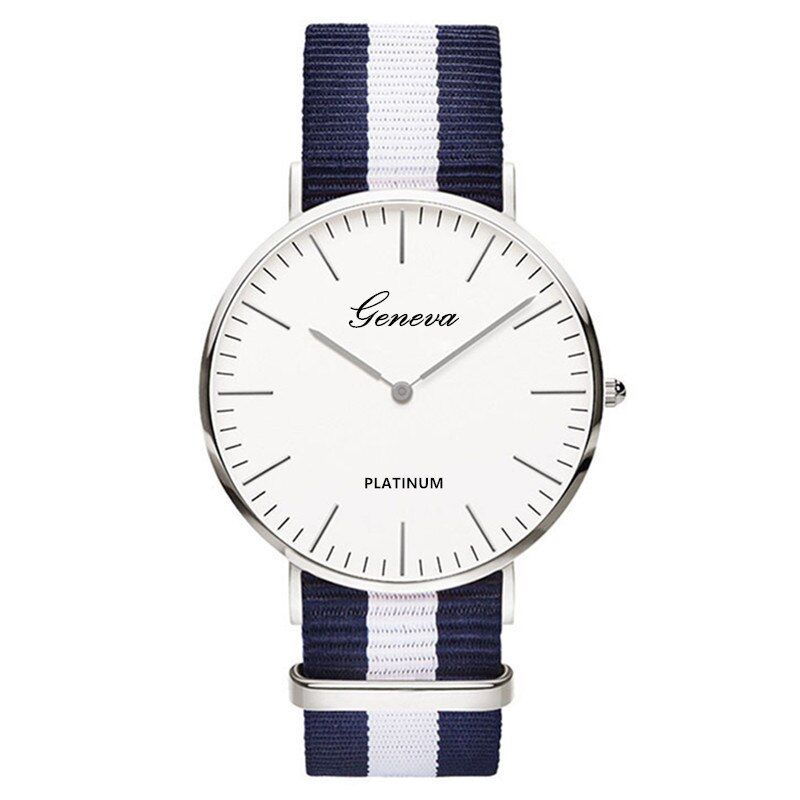 Fashion Classical Couple Watches Silver Case Unisex Wrist Watch Nylon Band Women Watch Male Quartz Wristwatch Drop Shipping