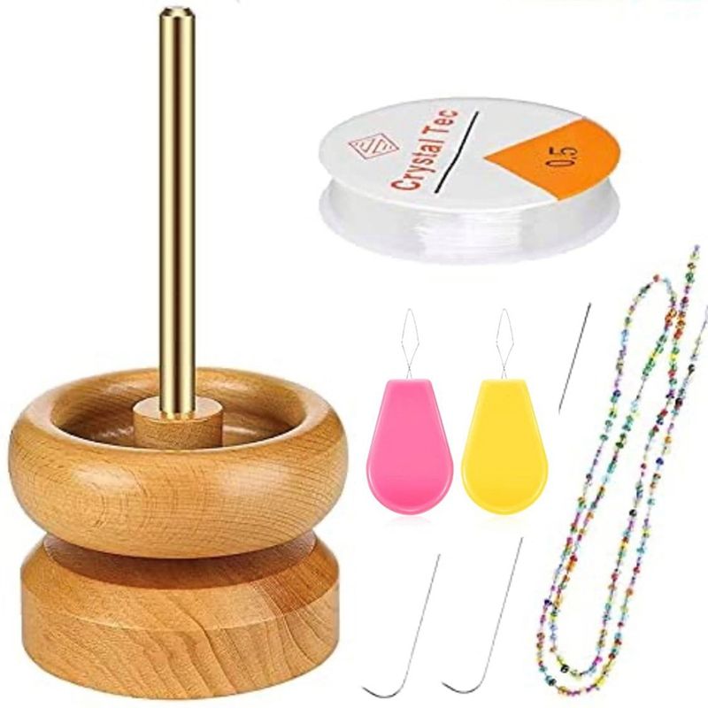 Wooden Bead Spinner Beads Spin Holder Bead Spinner,Bead Loader Jewelry Crafting Tool,Making Bead Spinner Set