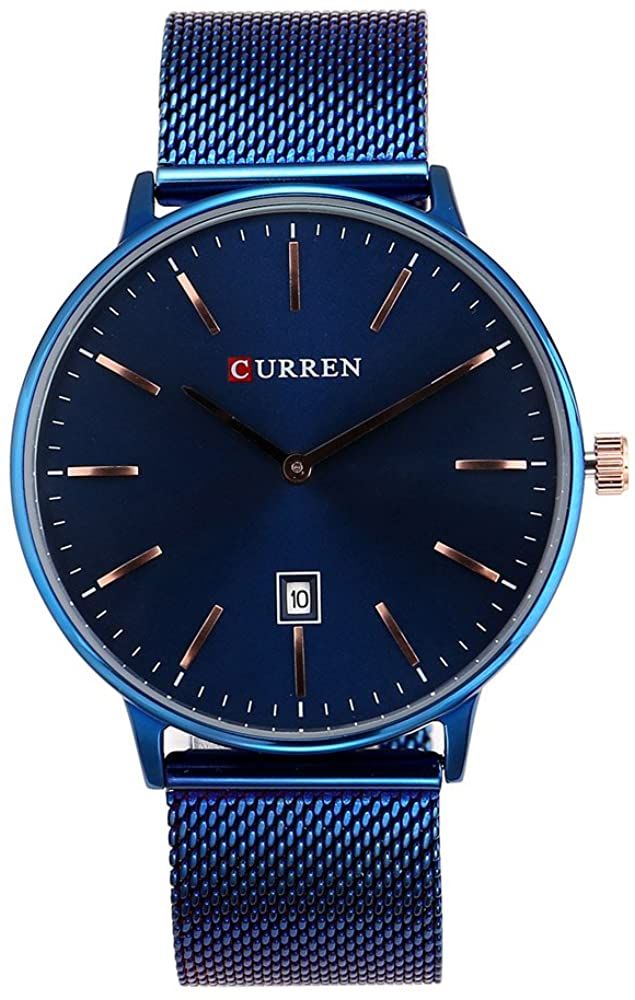 CURREN 8302 Men Quartz Movement Wristwatches Fashion&Casual Stainless Steel Band Alloy Case Auto Date - full Blue