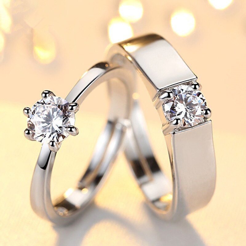 2 Pcs Ring Zircon Couple Ring Vashiria Fashion Jewelry Romantic Imperial Lover Ring
