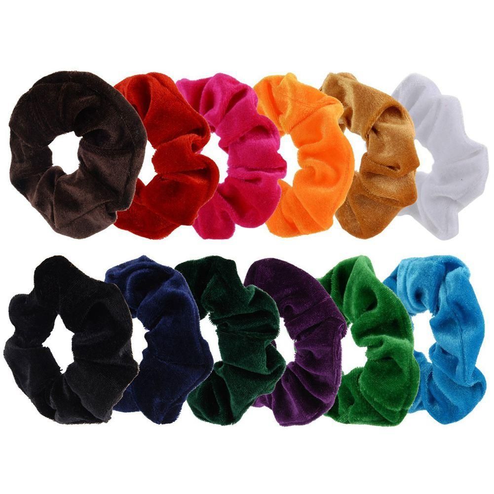 12 Pack Hair Scrunchies Velvet Scrunchy Bobbles Elastic Hair Bands, 12 Colors