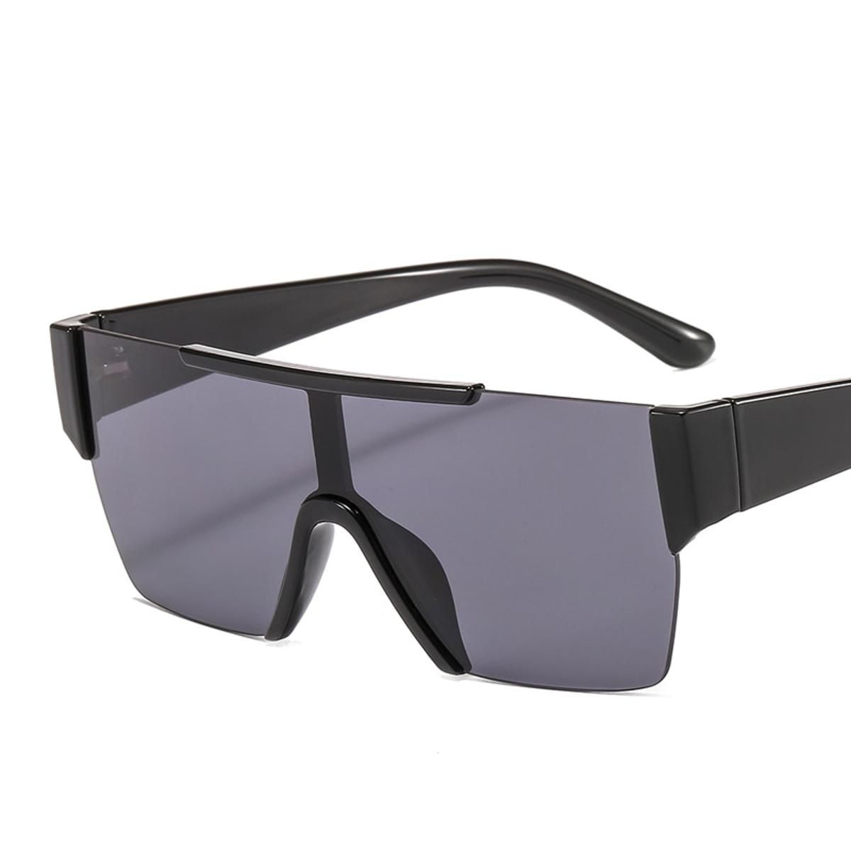 C1Black GreyLongKeeper Rimless One Piece Square Sunglasses Women 2020 Oversize Flat Top Sun Glasses Men Vintage Shades Eyewear UV400