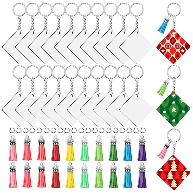 JAERBEE Sublimation Keychain Blanks, Sublimation Keychain Making Kit with Acrylic Blanks, Tassels, Keychain Rings, Jump Ring