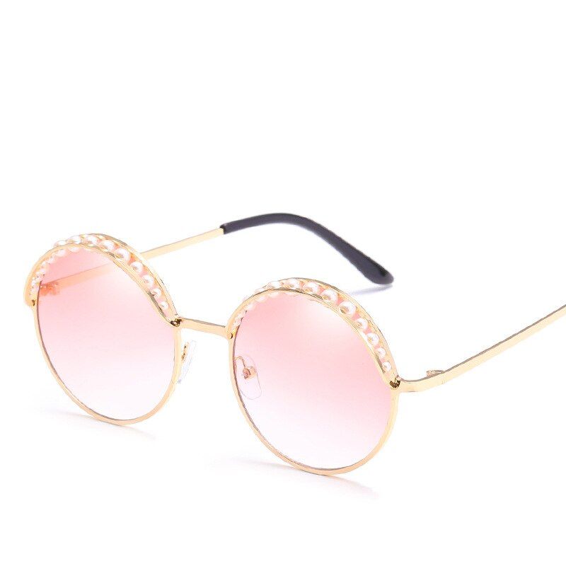 c9HAPTROM Luxury Brand Round Sunglasses Women Vintage Pearl Pink Gradient Sun glasses Ladies moda mujer 2018 lentes de sol mujer