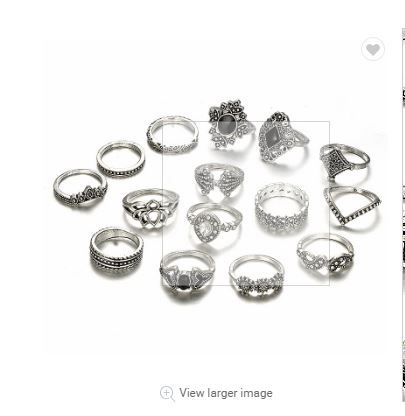 Dorical 15 Pieces Bohemian Vintage Silver Stack Rings