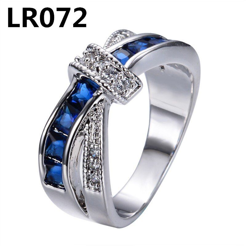 SIZE6-12 Beautiful pretty fashion Wedding ring Party White gold color silver color NICE women crystal Lady Ring jewelry LR070