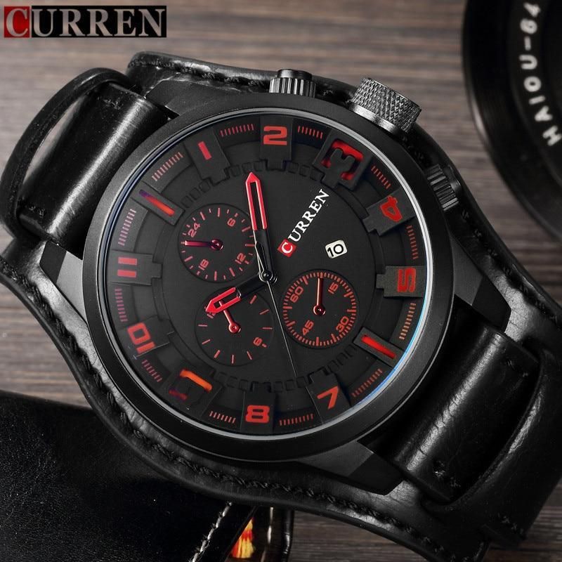 CURREN Relogio Masculino Mens Watches Top Brand Luxury Leather Strap Waterproof Sport Men Quartz Watch Male Clock 8225