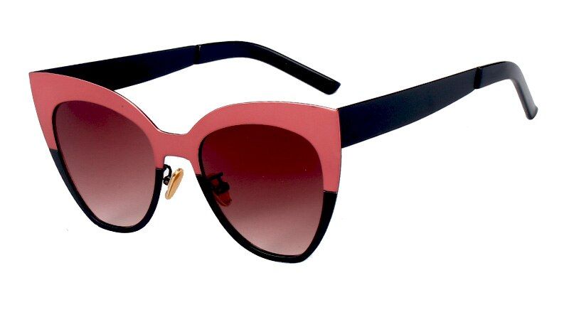Red Black TeaSHAUNA Fashion Double Color Metal Frame Women Cat Eye Sunglasses UV400