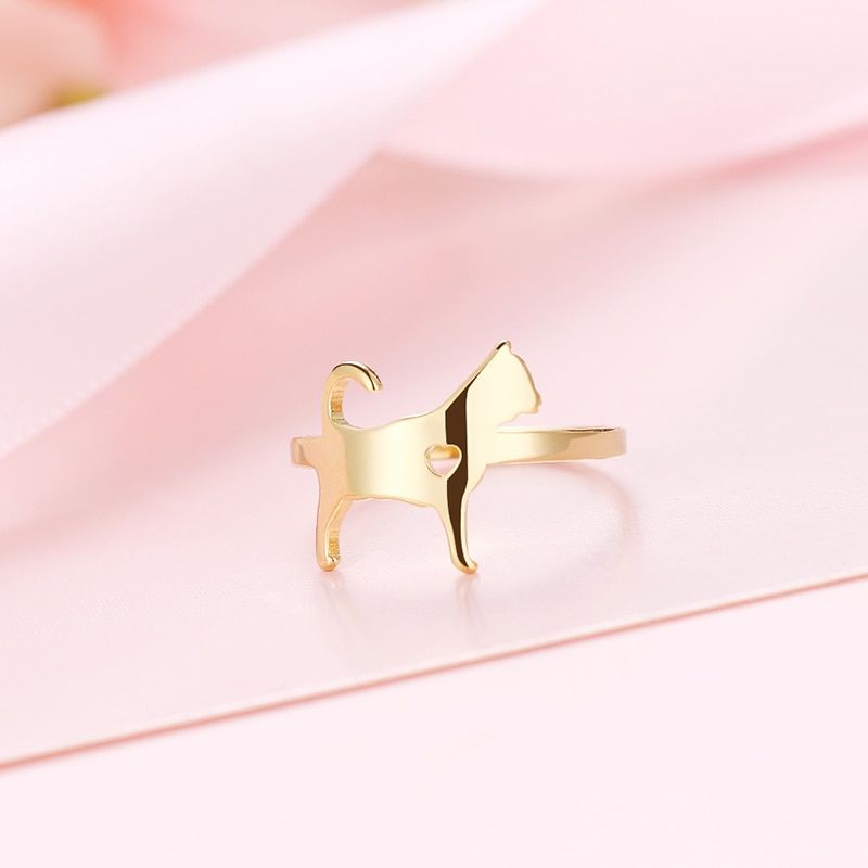 DOTIFI New Fashion, Cute And Simple Ring 316L Stainless Steel Pet Dog Animal Style Hollow Love Jewelry R239