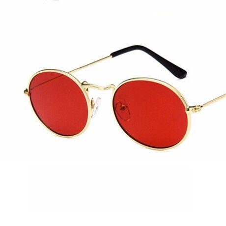 Golden frame-redSunglasses For Women Luxury 2018 Men Brand Designer Eyewear Shades Ladies Alloy Sun Glasses UV400 Eye Small Oval Gold gray
