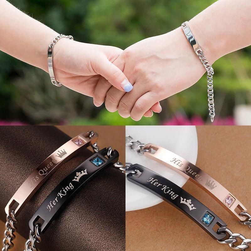 His Queen Her King Stainless Steel Couple Bracelet