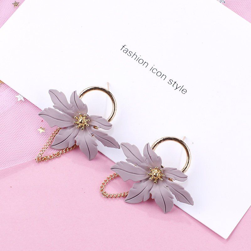 AMORCOME 2019 Korean Unique Resin Acrylic Raffia Dangle Earrings Pink Rose Geometric Pendant Earrings Multiple Drop Earring