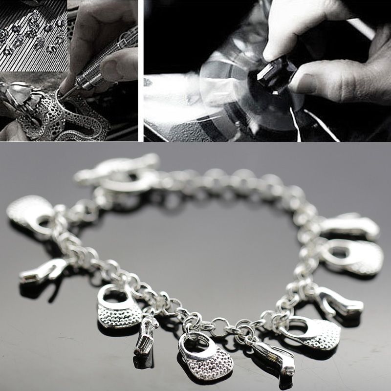 925 Sterling metal Plated Alloy Charms Shoe Women Bracelet H108 Beautiful Fashion