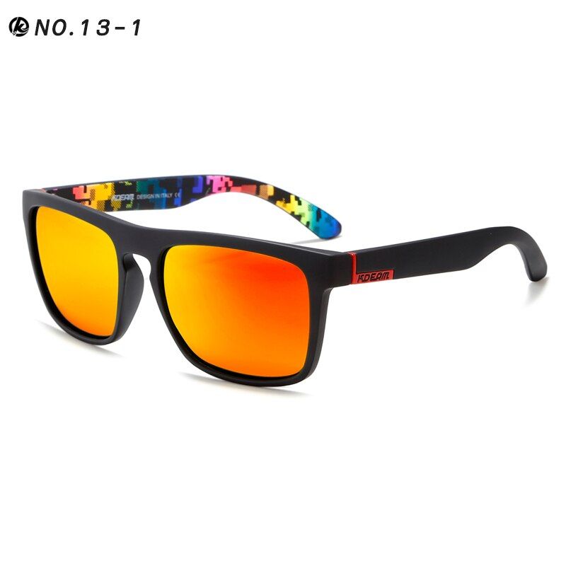 C13-1Original BoxKDEAM Summer Sunglasses Men Sport Polarized Sun Glasses Women Mirror Green lens Square Frame UV400 With Case KD156