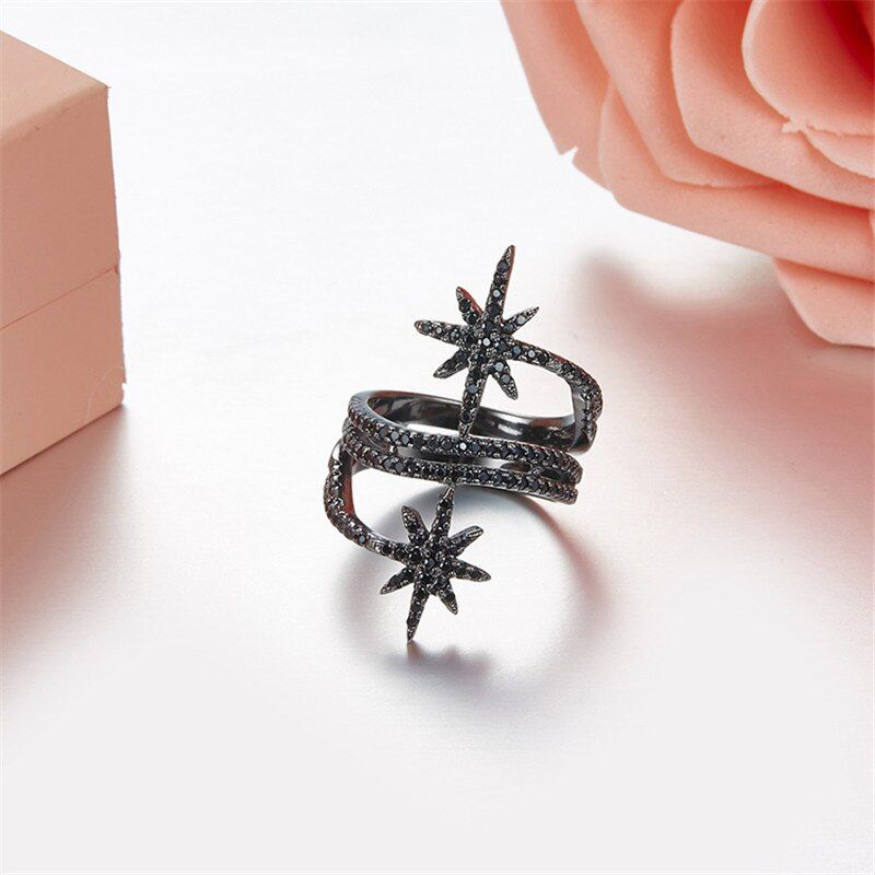 SLJELY Luxury 925 Sterling Silver Fine Star Finger Rings Micro Pave Cubic Zirconia Stones Women Fine Brand Jewelry