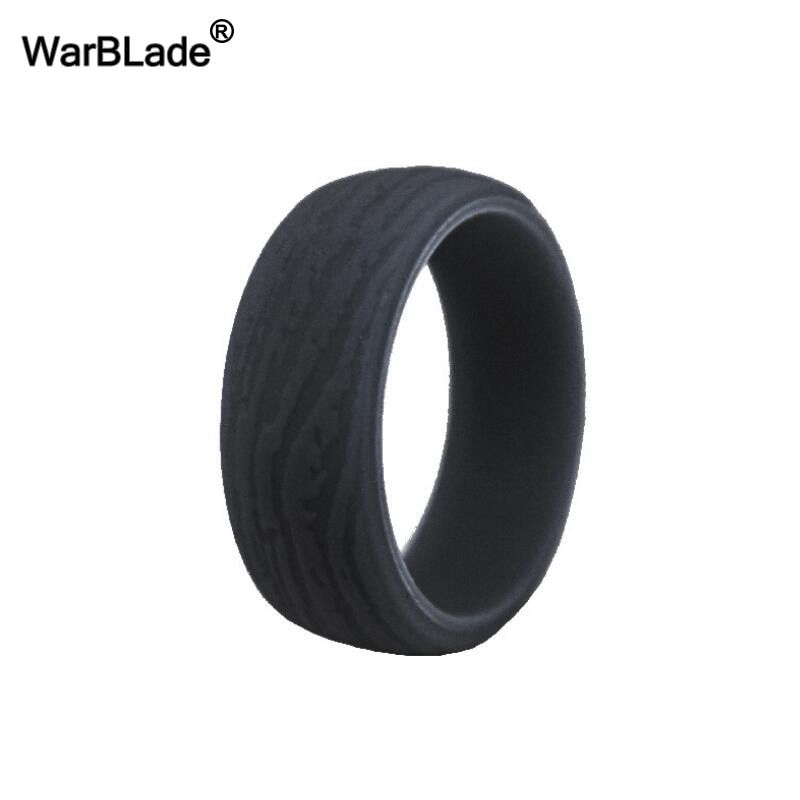 WarBLade 8.7mm Men Bark pattern Silicone Rings Hypoallergenic Flexible Sports Silicone Finger Rings For Men Wedding Rubber Bands