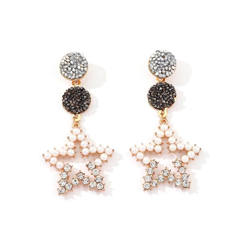 2019 Fashion Designer Diamond Star Dangle Earrings For Women Statement Hollow Bridal Drop Earings Jewelry