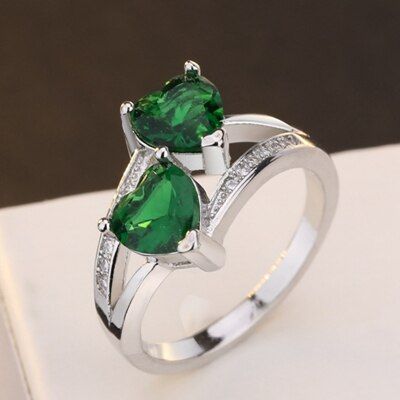 Bague Ringen Top Brand Double Heart Design Topaz Rings For Women Silver 925 Jewelry Gemstone Rings Christmas Anniversary Gifts