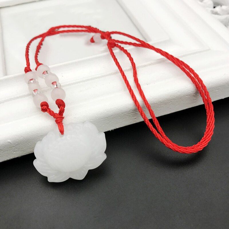 3Colors Men Women Quartzite Lotus Flower Pendant Necklace Fashion Jewelry Accessories Gifts