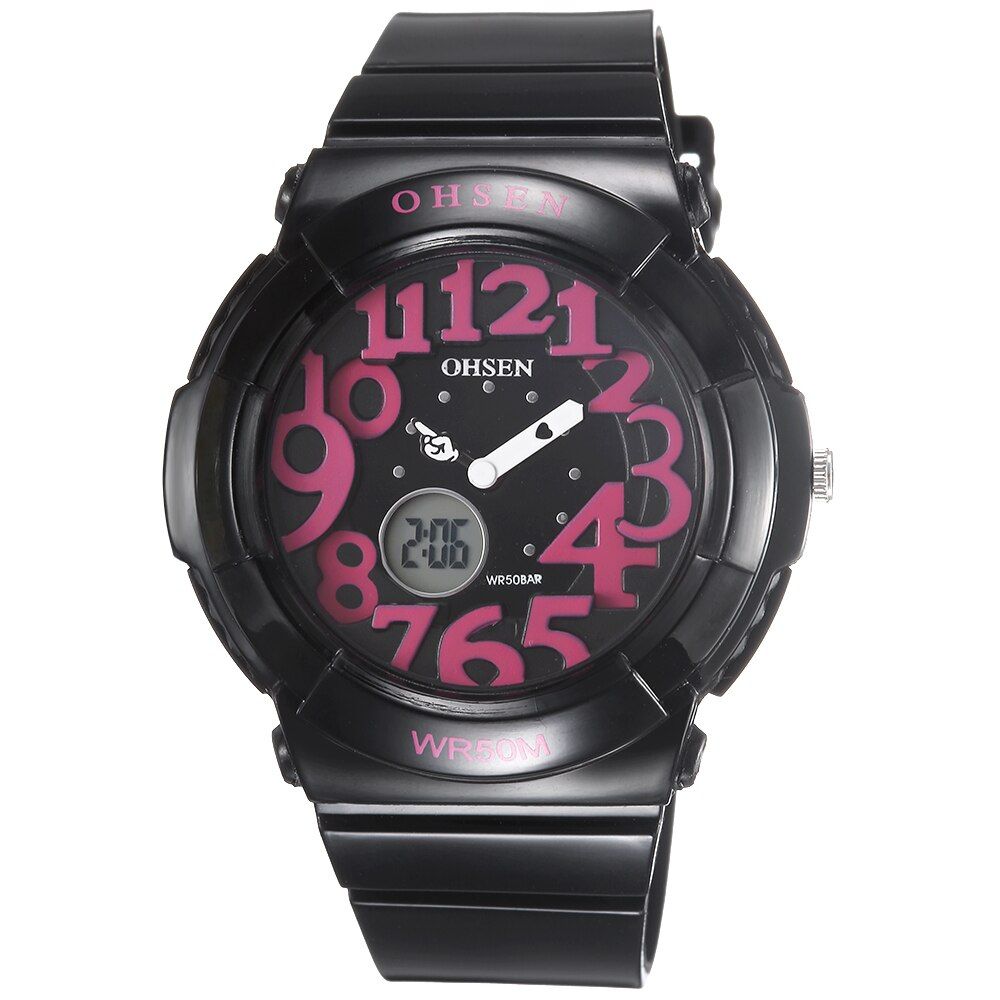 OHSEN digital quartz Children Girl Wristwatch Waterproof outdoor sport Boys Kid Watch Black silicone Lady clocks reloj mujer