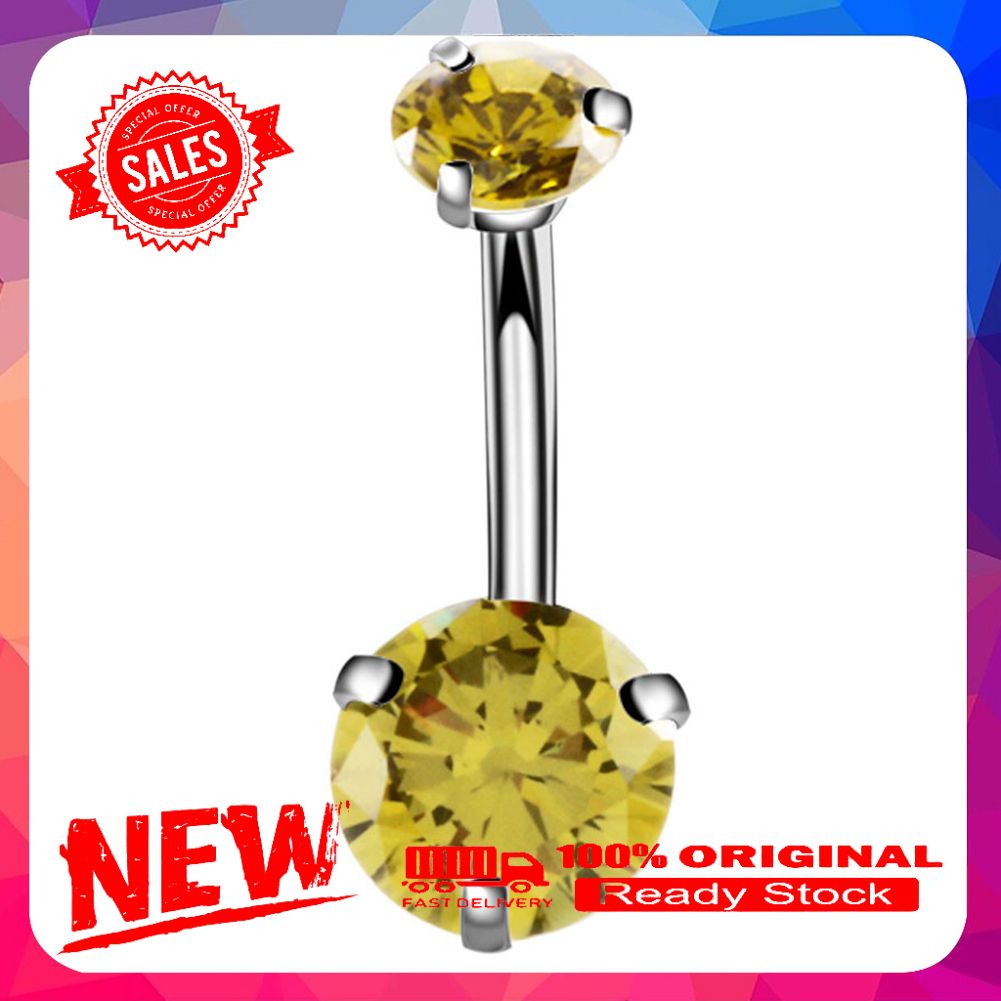 Women Body Piercing Jewelry Round Cubic Zircon Barbell Belly Button Navel Ring