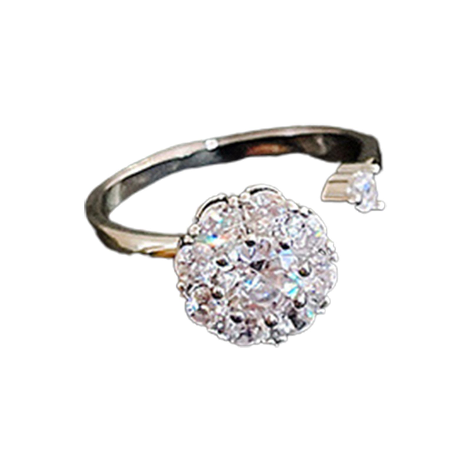 Earrings Rotatable Rhinestone Jewelry Round All Match Shiny Earrings Necklace Ring for Wedding