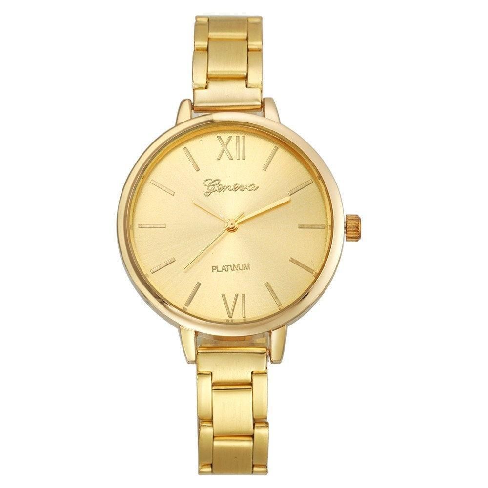 Women Small Steel Band Analog Quartz Wrist Watch Gold
