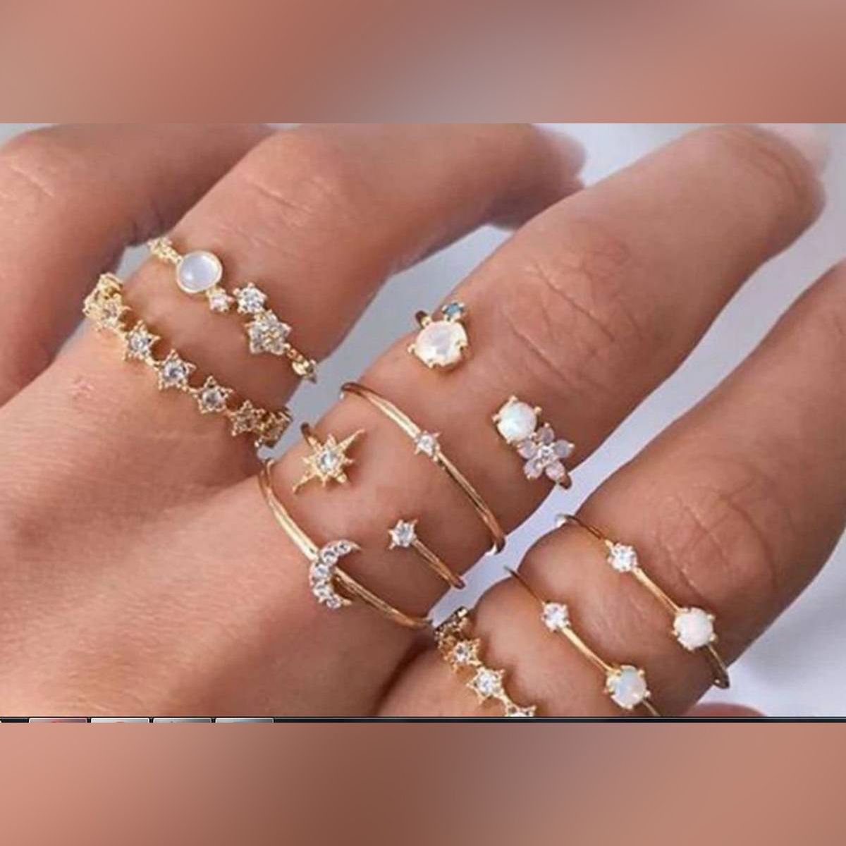 9 Pcs Set Golg_Ring Girls Fashion - Ring For Girls