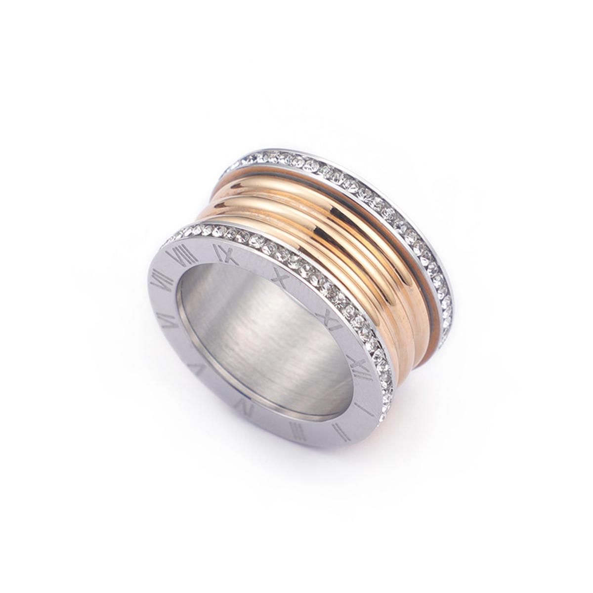 Dicotico Multiple Color Stainless Steel Bague Femme Cubic Zircon Wedding Rings For Women Roman Numerals Anillos Mujer Jewelry