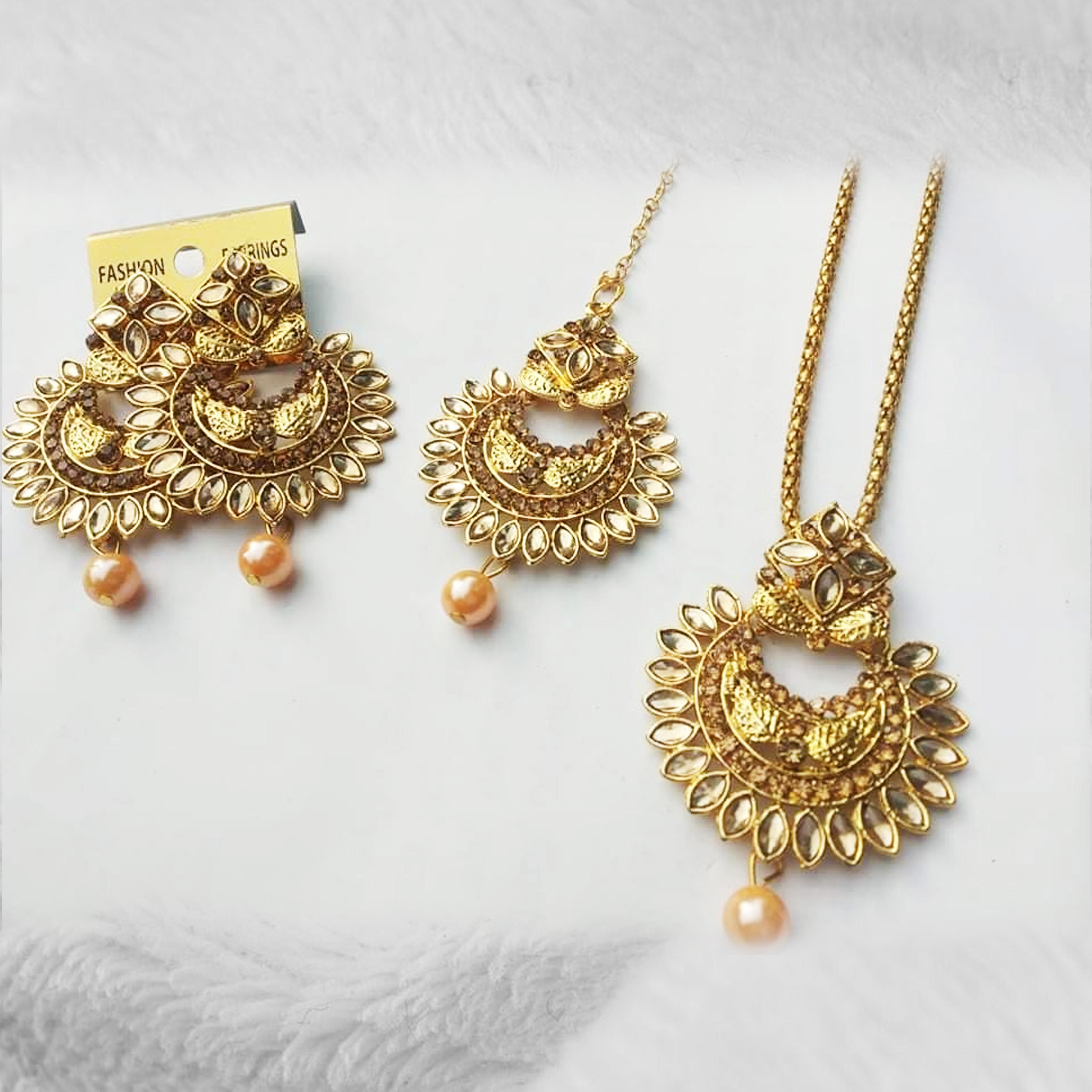 Stone Necklace set / choker set / Jewellery set for women Gold Plated Indian Jewellery