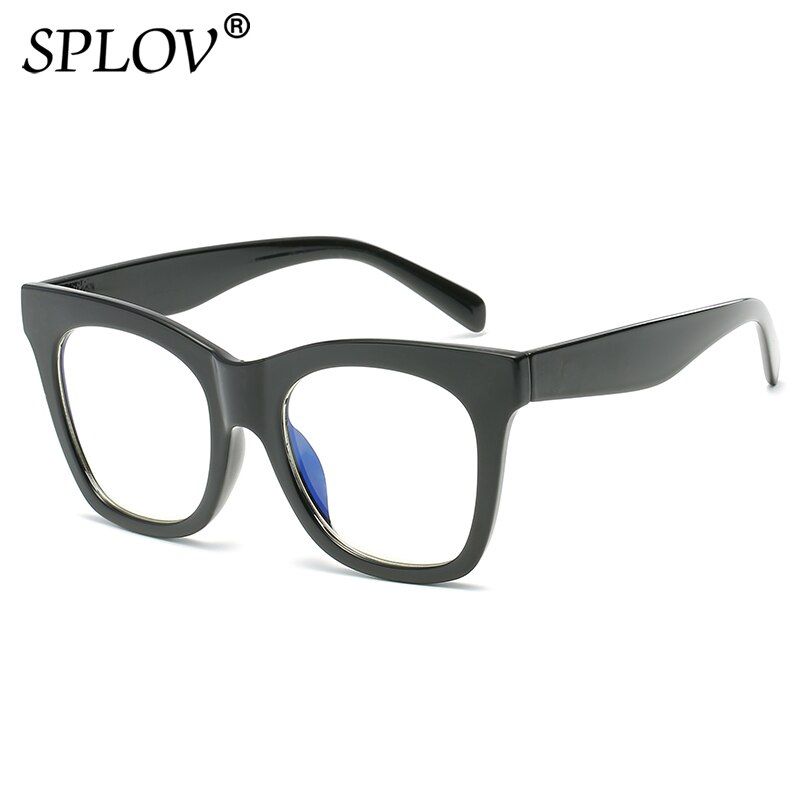 C7BrightBlack FlatSPLOV 2018 Fashion Square Sun Glasses Women Brand Designer Cat Eye Sun Glasses Luxury Oversize Mirrored Eyewear Gafas De Sol