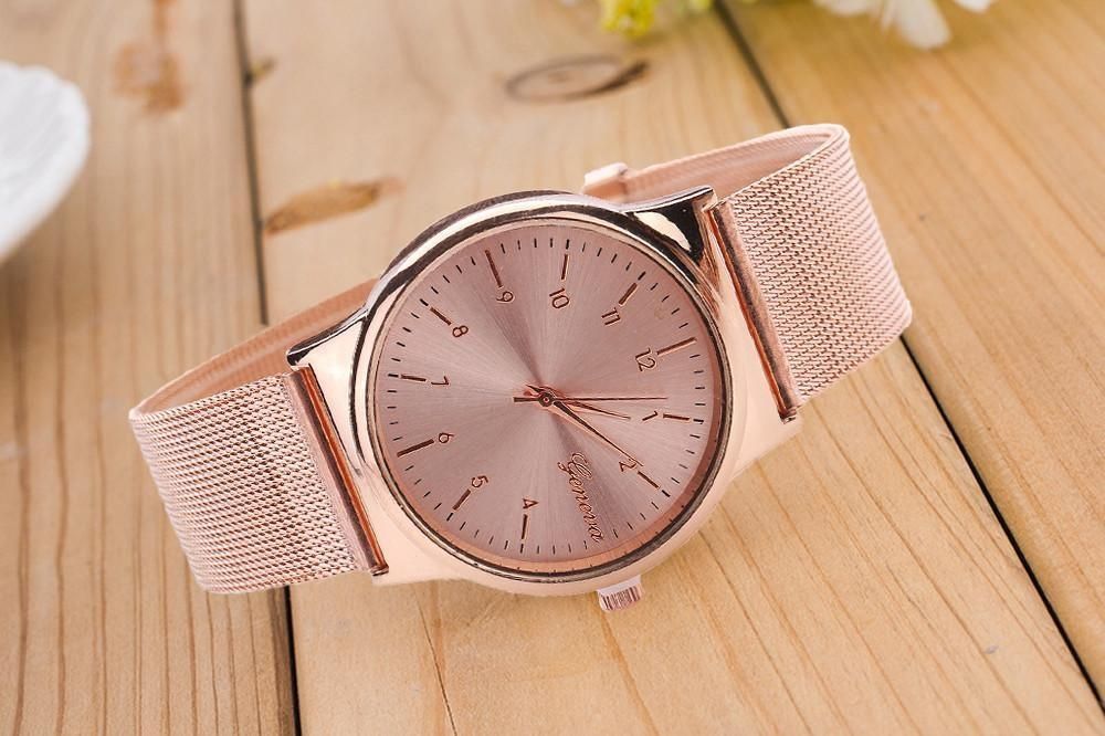 【BestGO】Fashion Classic Gold Stainless Steel Wrist Watch Womens Quartz