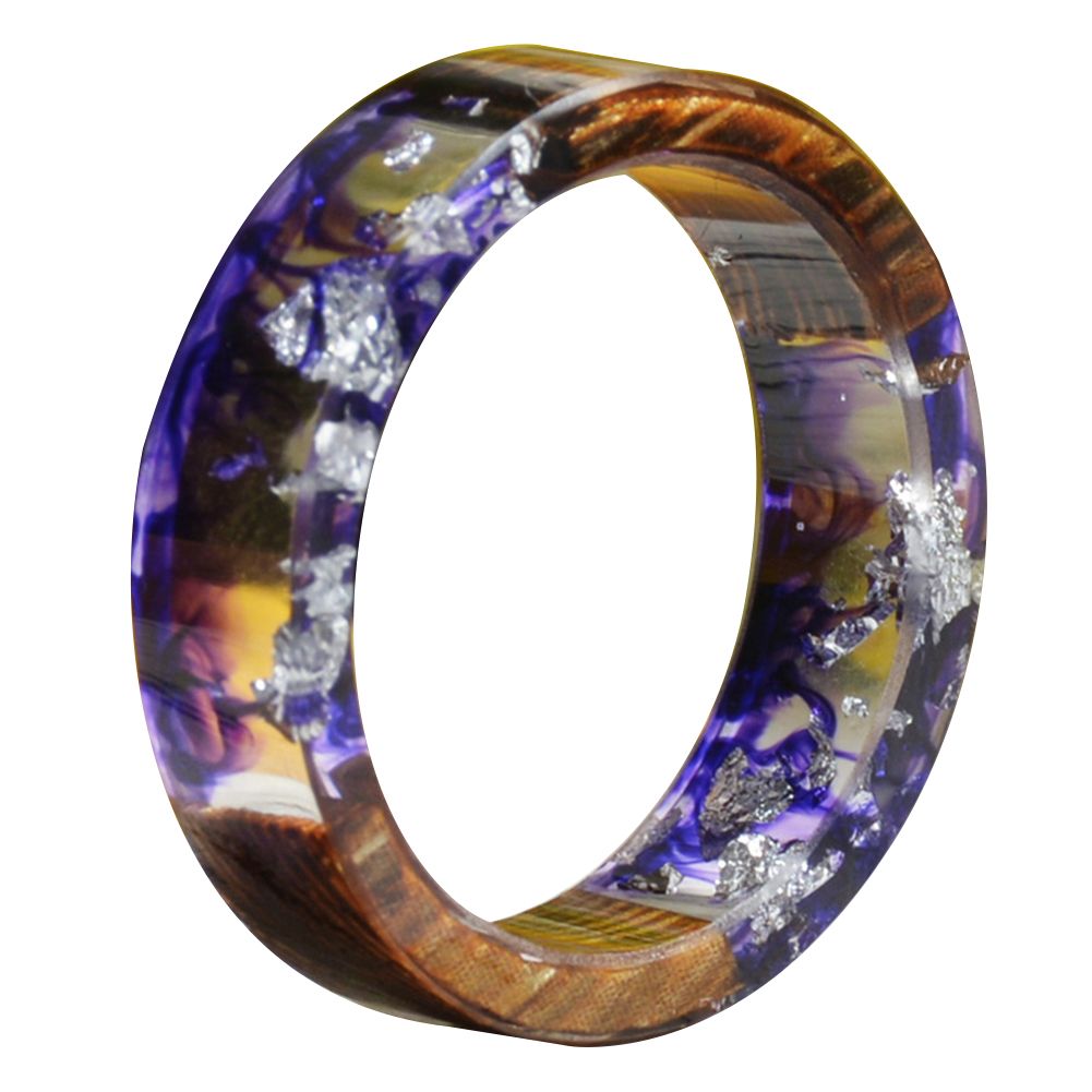Creative Women Wooden Dried Flower Transparent Finger Ring Jewelry Birthday Gift