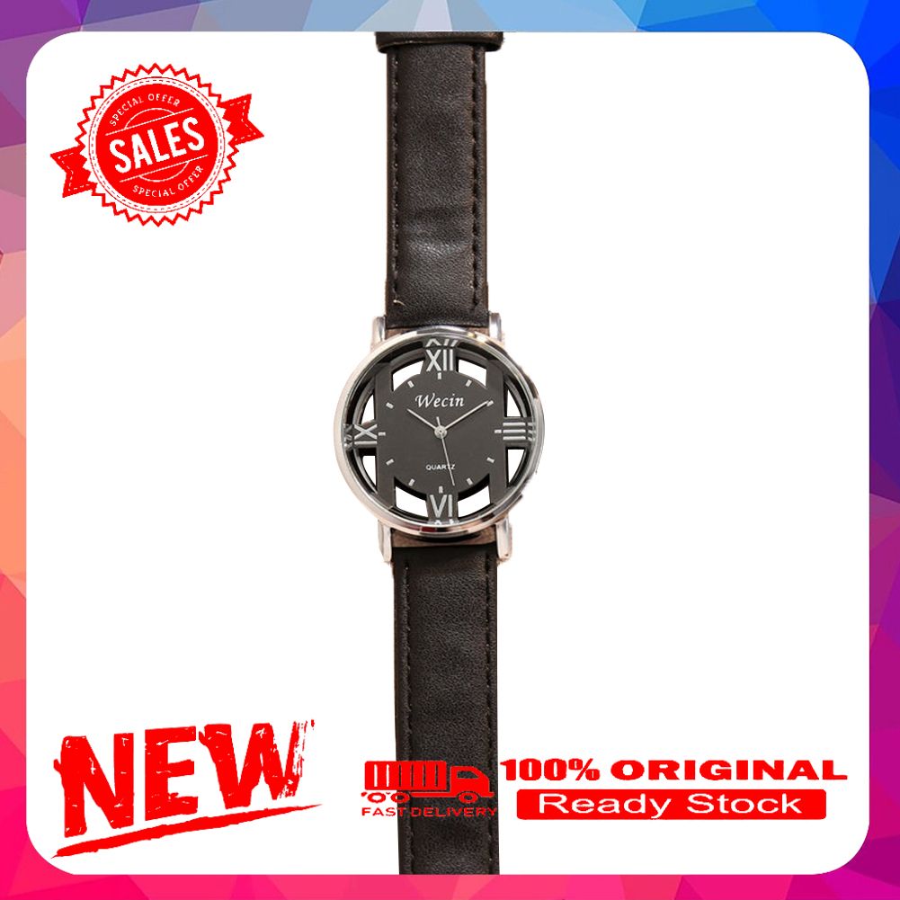 Vist Fox Unisex Fashion Faux Leather Band Analog Display Hollow Out Quartz Wrist Watch