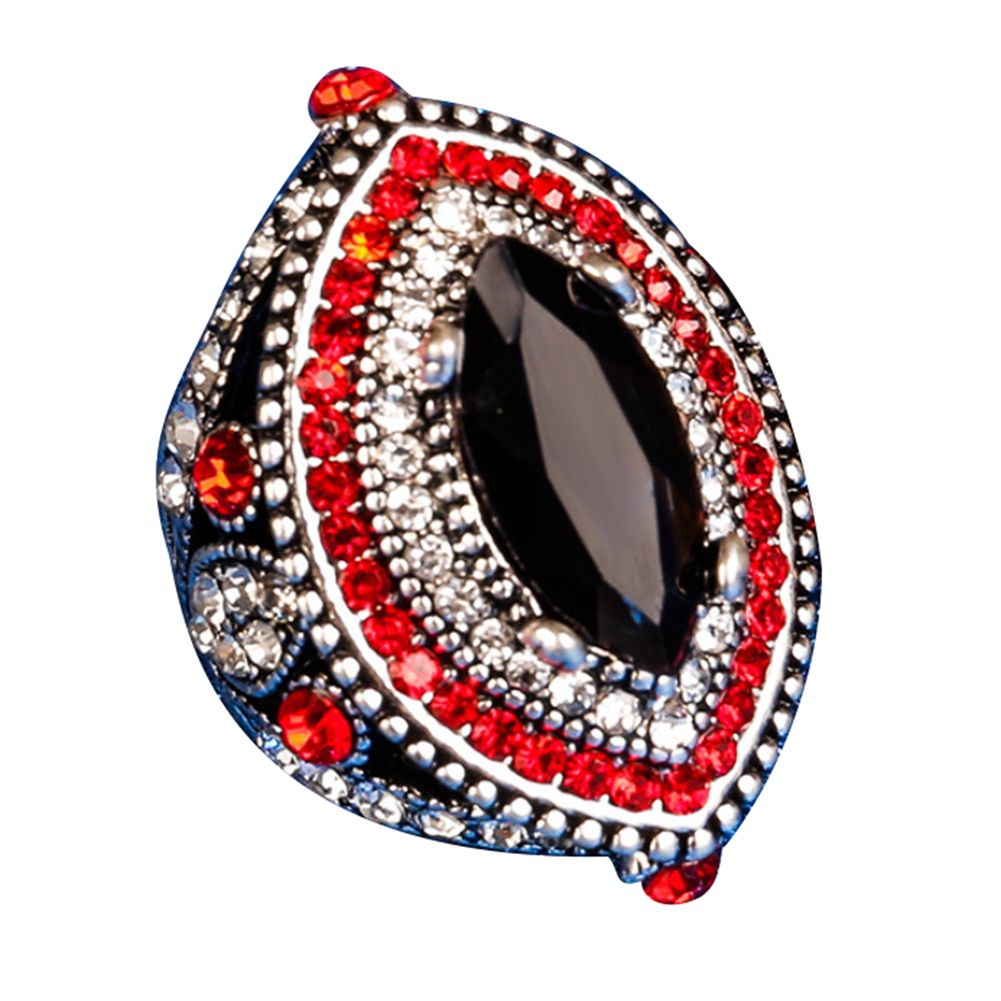 Luxury Marquise Cut Colorful Rhinestone Inlaid Women Finger Ring Party Jewelry