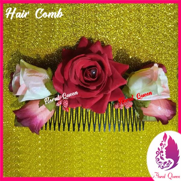 Exclusive Rose Flower Hair Comb \ Hair Clip - 1pc