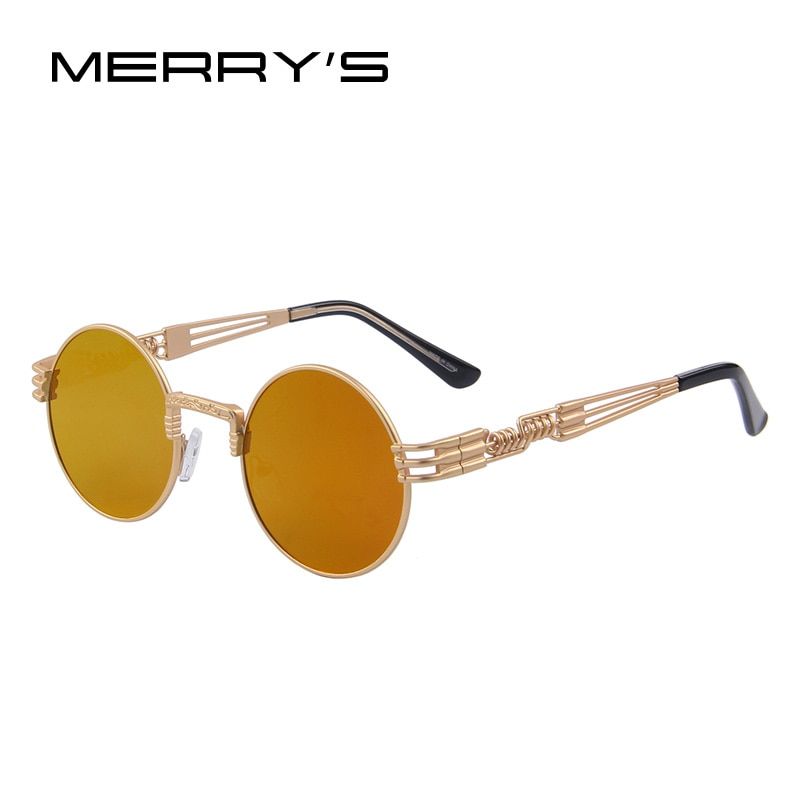 C04 RedWomen Steampunk Sunglasses Men Retro Round Sunglasses Metal Sun glasses Men Oculos De Sol UV400