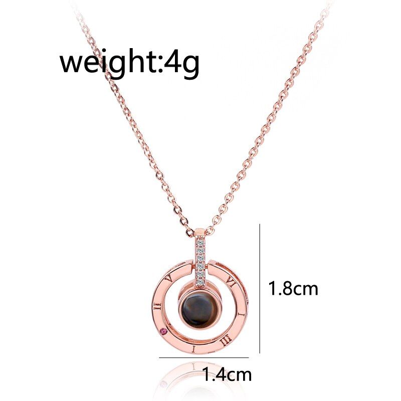 2018 New Listing In 100 Languages I Love You Projection Pendant Necklace Romantic Love Record Recall Wedding Torque