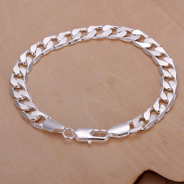 Classic 6MM 8MM 10MM flat MEN bracelet silver color bracelets listings fashion jewelry Christmas gifts