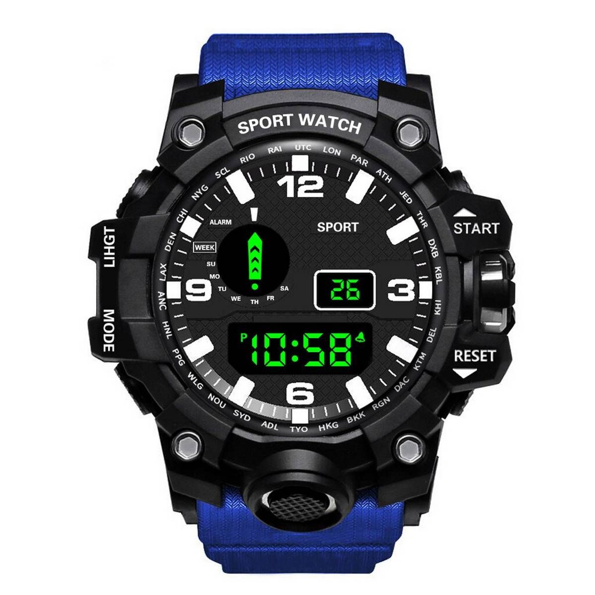 Men Watch Waterproof Digital Chronograph Dual Display Alarm Watch LED Outdoor Swimming Multi-function Sports Watch For Man